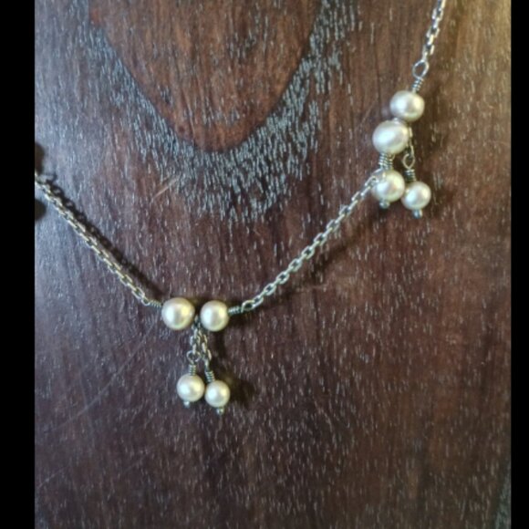 VINTAGE EXEX STERLING SILVER & MINI PEARL NECKLACE - Picture 2 of 7